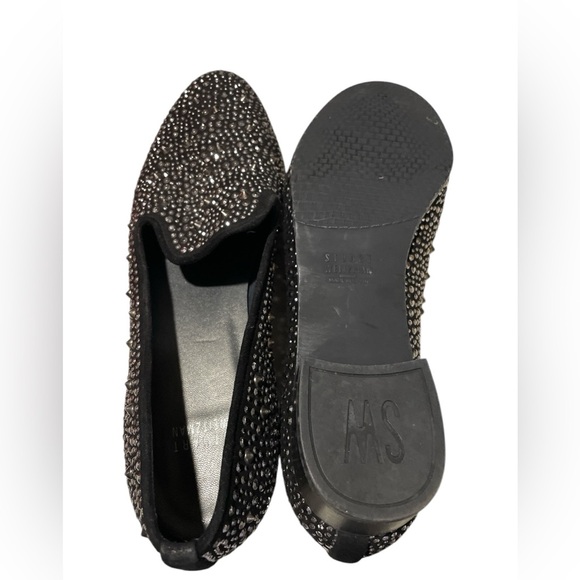 Stuart Weitzman Slipbead Studded Black Smoking Loafer - Picture 4 of 4
